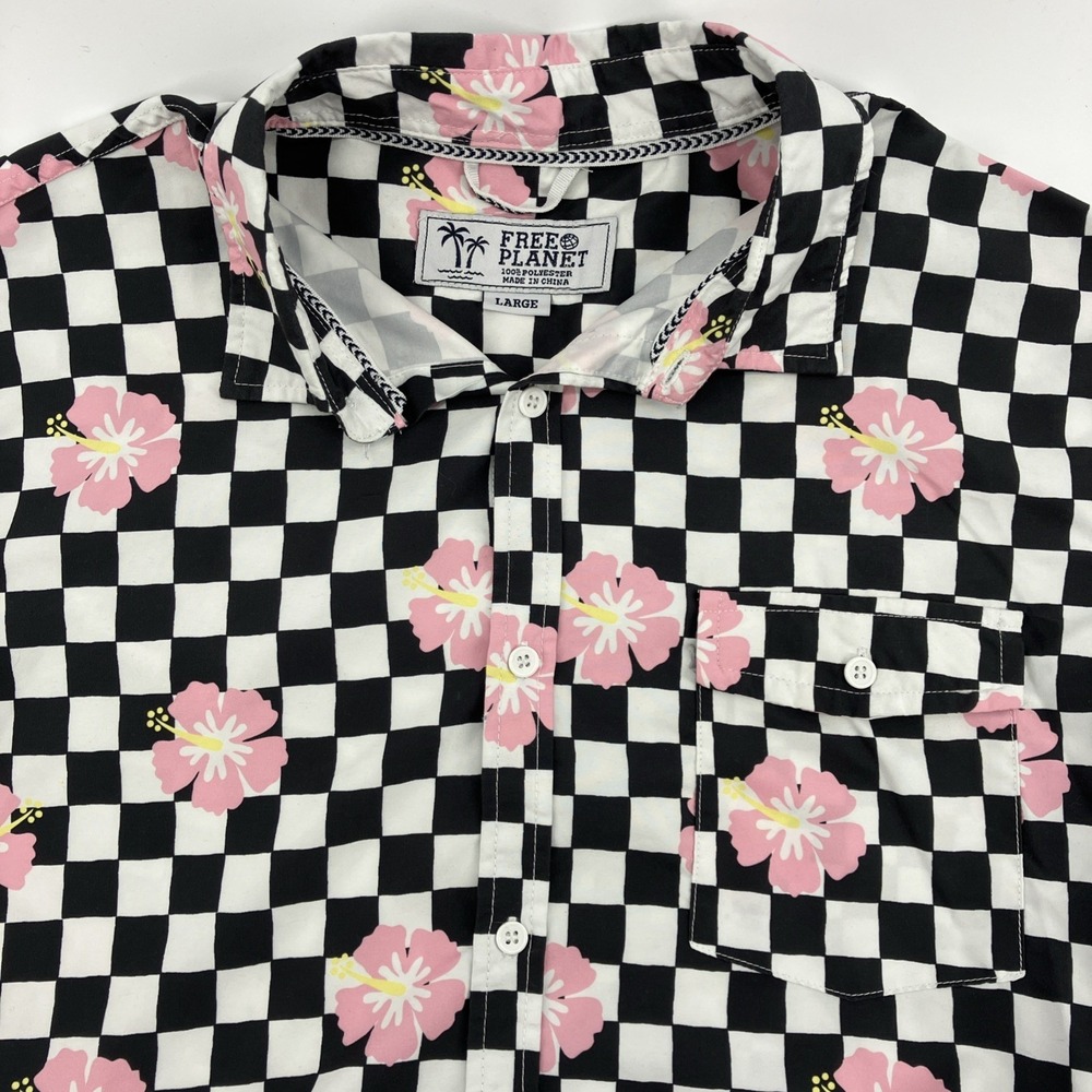 Free Planet Outfit Black Checkers And Flowers Two Piece Size Large Punk Y2K